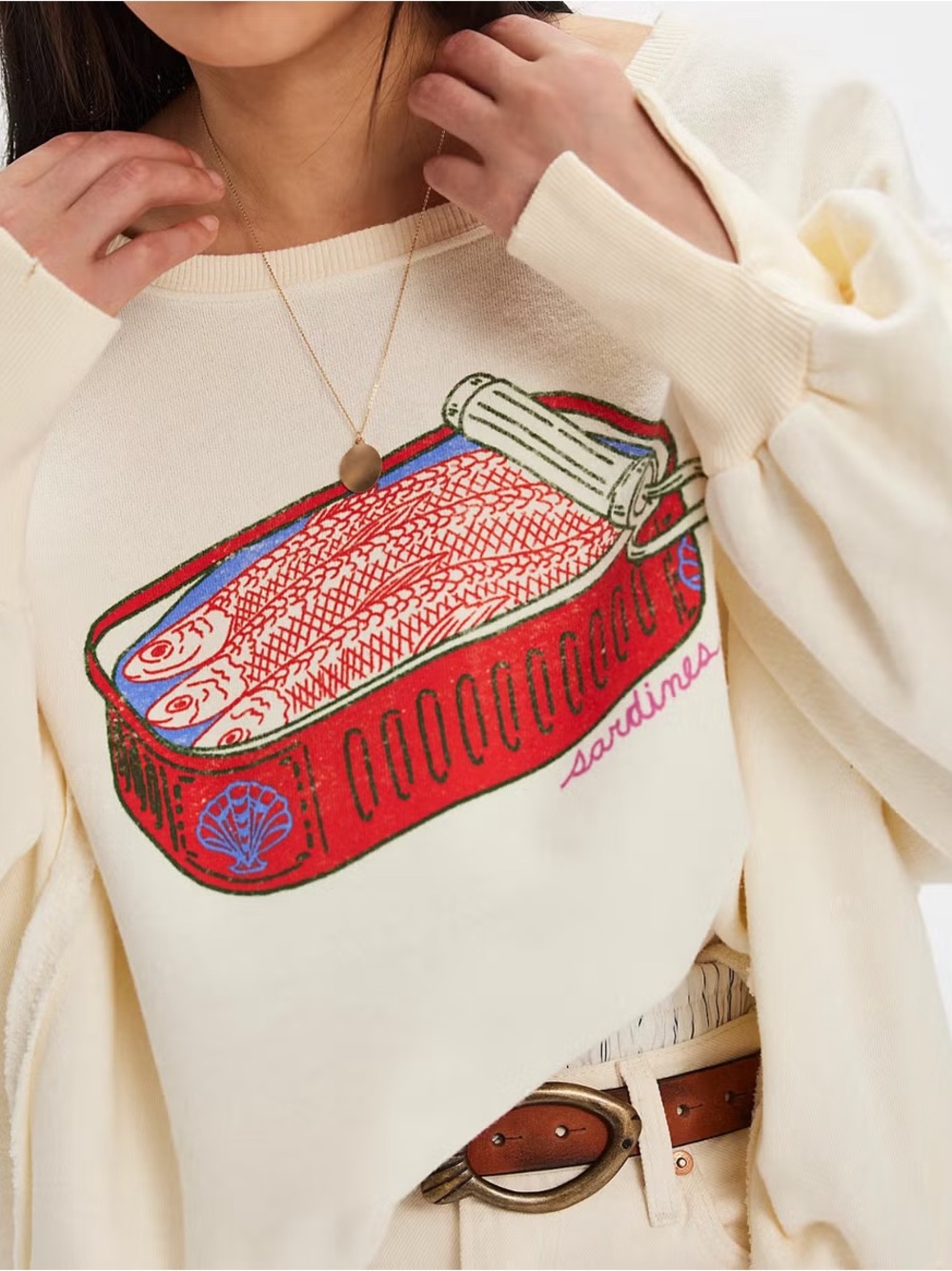 EUC🤍Free People We The Free Graphic Camden Pullover XS Sardines Oversized